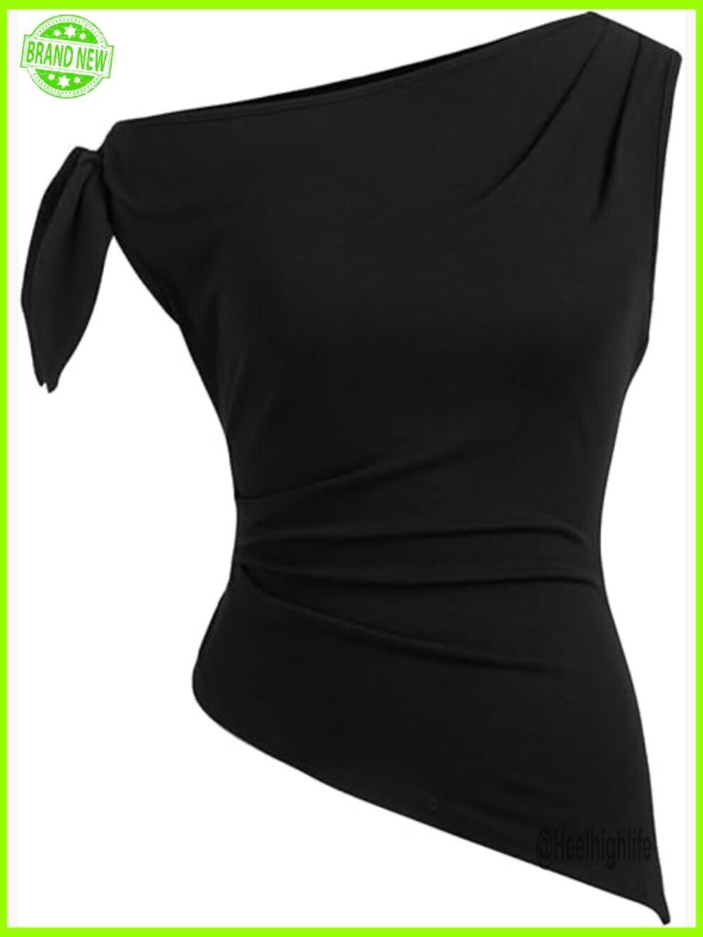 Off Shoulder Bow Front Asymmetrical Tank Top Y2K Cute Going Out Top